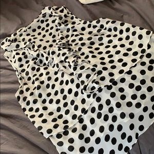LOFT XL dressy tank black white polka dots